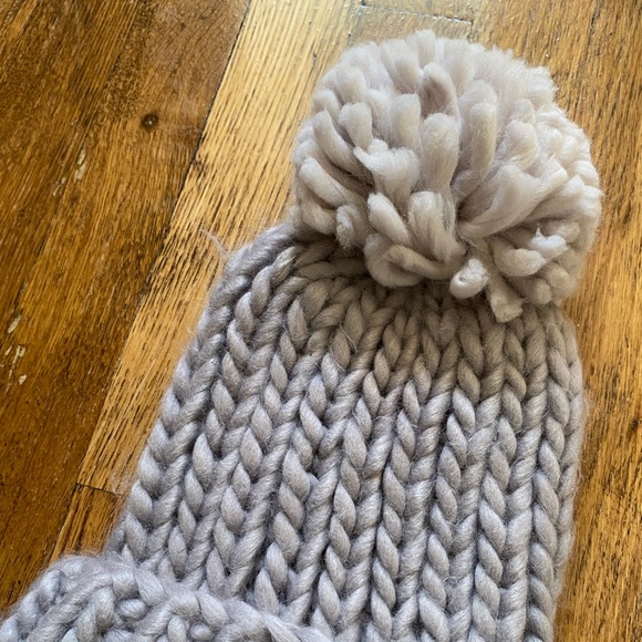Grey Knit Pom Beanie - Picture 2 of 3